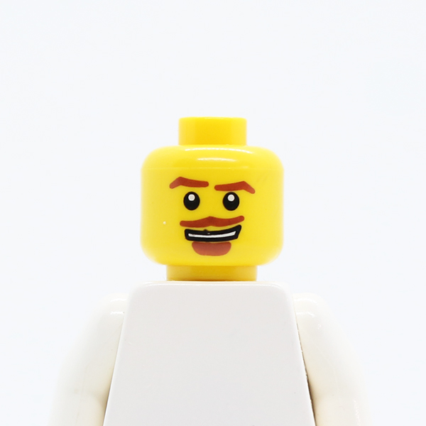 CS01 Brown Eyebrows, Goatee and Moustache, White Mouth and White Pupils Pattern - Blocked Open Stud