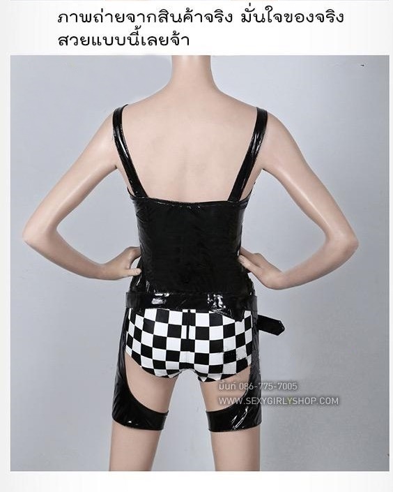 ชุดหนัง ลายตารางหมากฮอทขาวดำ เท่ ซ่าส์