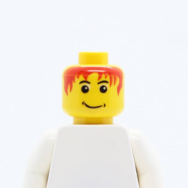Male Messy Red Hair, Smile, White Pupils Pattern - Blocked Open Stud