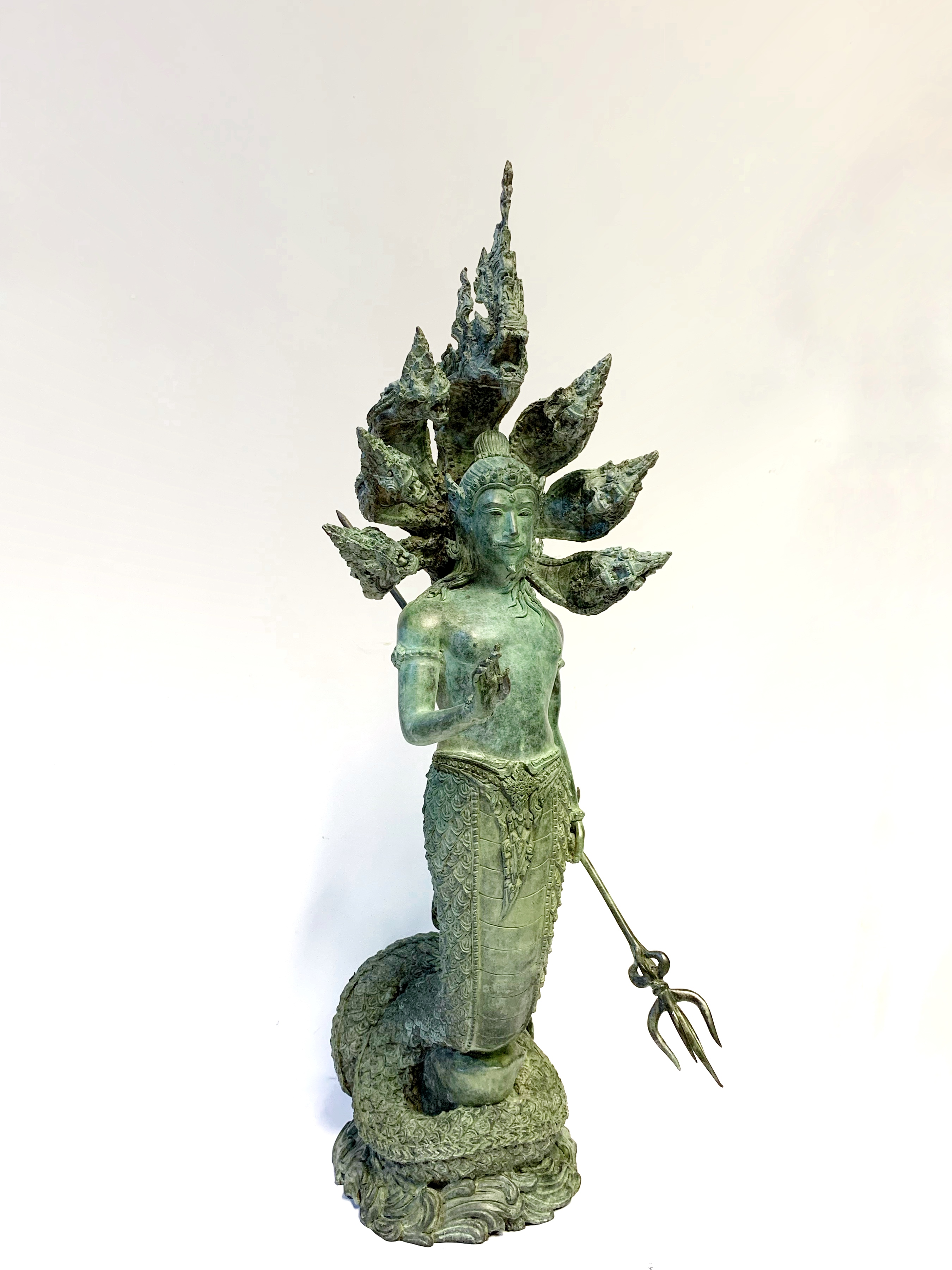 ปู่นาคราช ทรงตรีศูล หน้าตัก 9 นิ้ว (ปรก 7 เศียร)