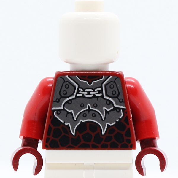 Nexo Knights Armor with Silver Plates, Chain, Rivets and Black Scales Pattern / Red Arms / Dark Red Hands