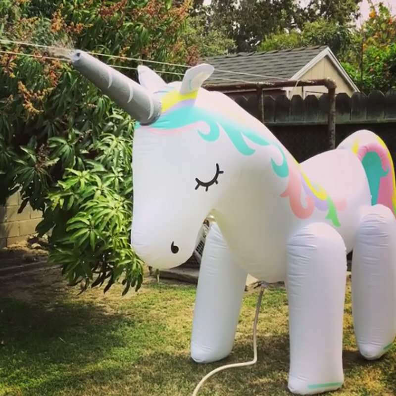 ห่วงยางยูนิคอร์น สีพาสเทล สามารถพ่นน้ำออกได้ Inflatable Water Spray Giant Unicorn