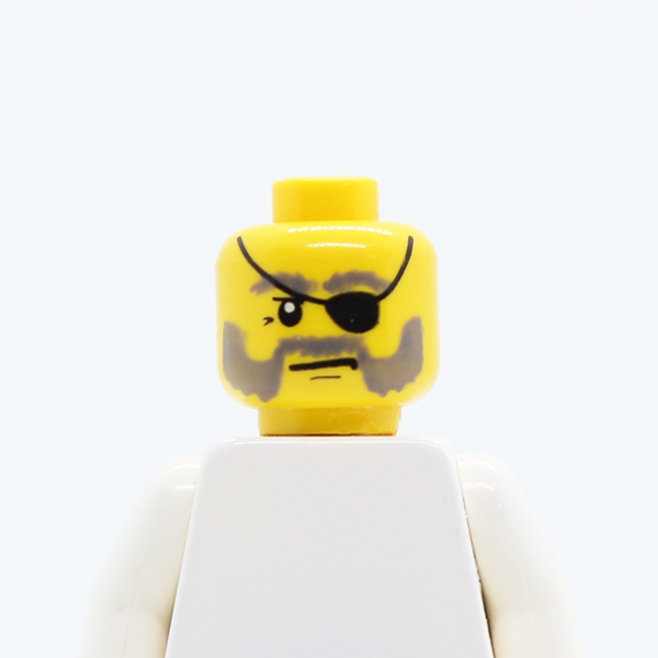 Dual Sided Eyepatch and Gray Beard Closed Mouth / Open Mouth Scared Pattern - Blocked Open Stud