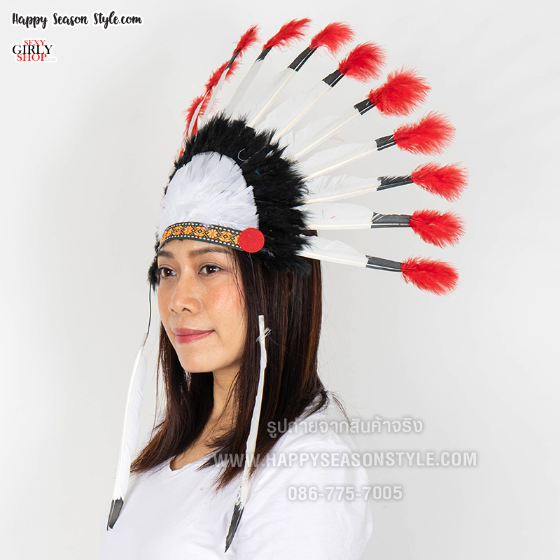 หัวอินเดียแดง หัวชนเผ่า หัวขนนก ที่คาดผมอินเดียแดง