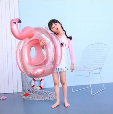 ห่วงยางฟลามิงโก้ กลิตเตอร์ สำหรับเด็ก 6 เดือน-6 ปี Inflatable Baby Flamingo 6 months-6 years Pool Float