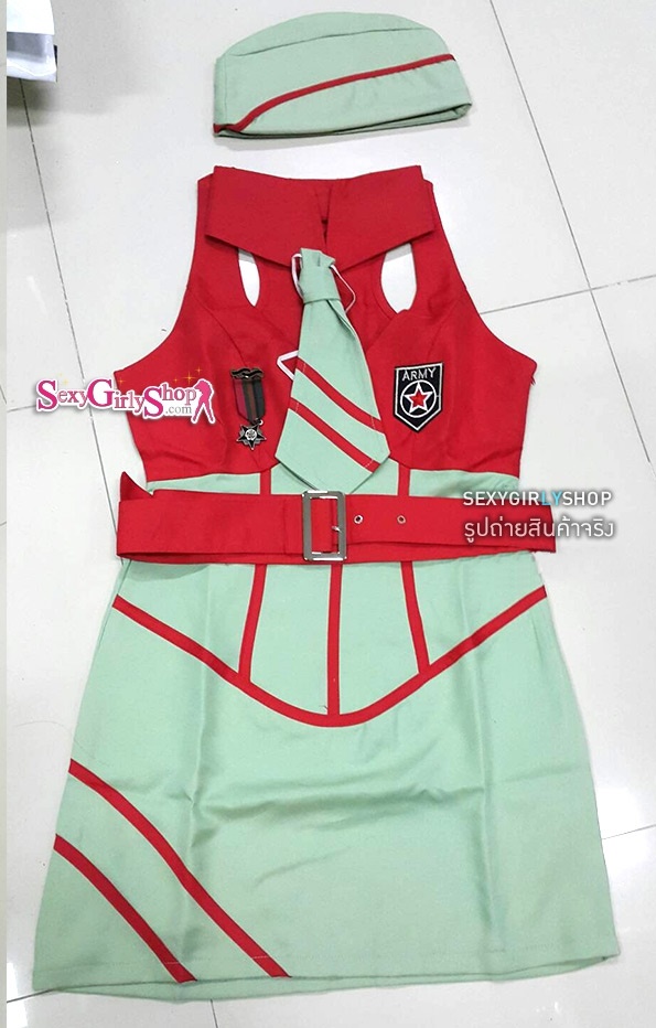 ชุดทหาร ชุดทหารหญิง ชุดทหารเขียวแดง สำหรับสาวเท่