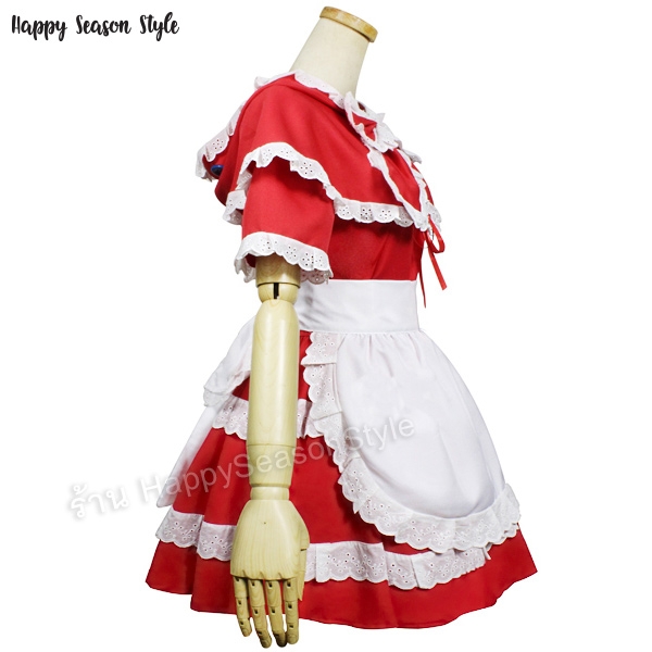 ชุดหนูน้อยหมวกแดง ระบายลูกไม้ขาว