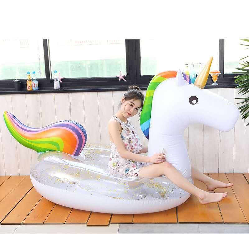 ห่วงยางยูนิคอร์น กลิตเตอร์ ขนาดใหญ่ Inflatable Giant Unicorn Glitter Pool Float