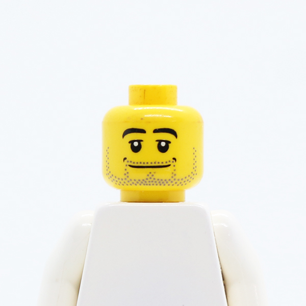 Beard Stubble, Black Eyebrows, Wide Mouth, White Pupils Pattern - Blocked Open Stud