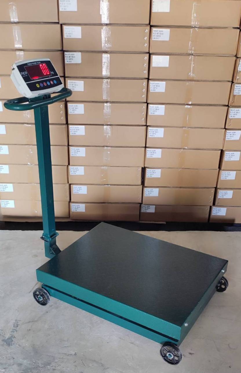 เครื่องชั่งดิจิตอล 500 kg. ค่าละเอียด 100 g. แท่นชั่ง 60x80 cm. มีล้อ