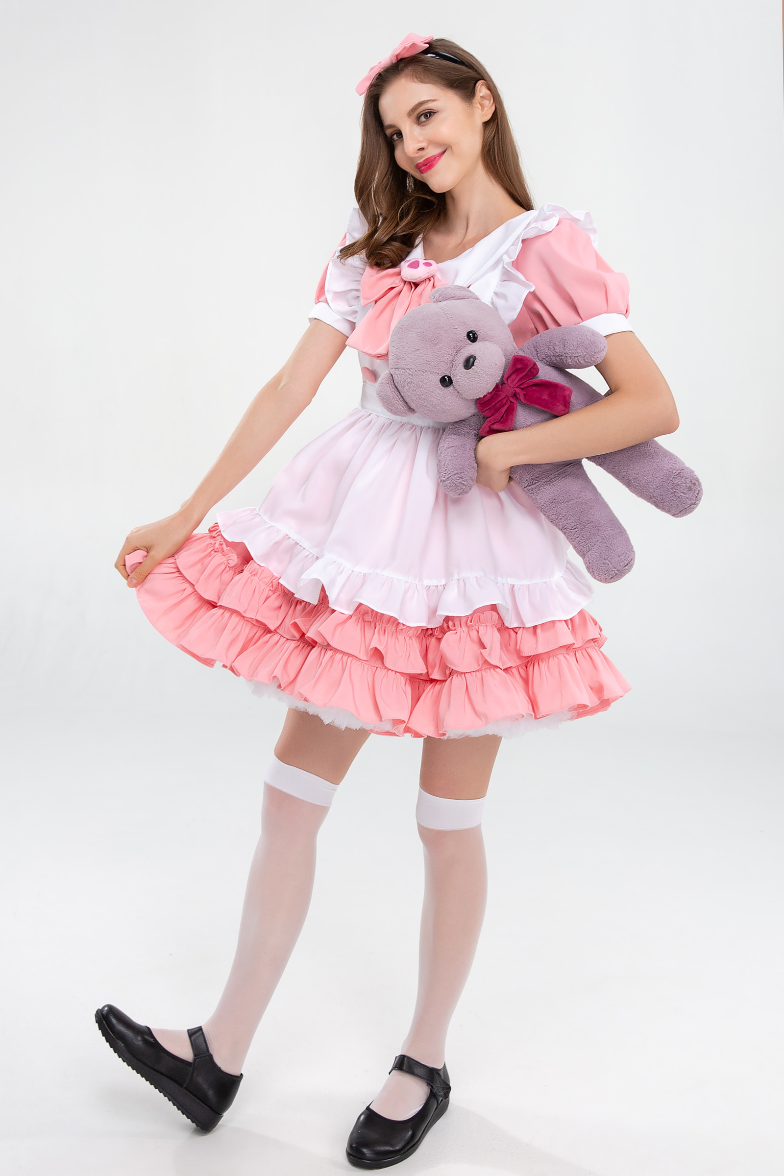 ชุดเมด แม่บ้าน โลลิต้า ลิตเติ้ลโบว์ สีชมพู