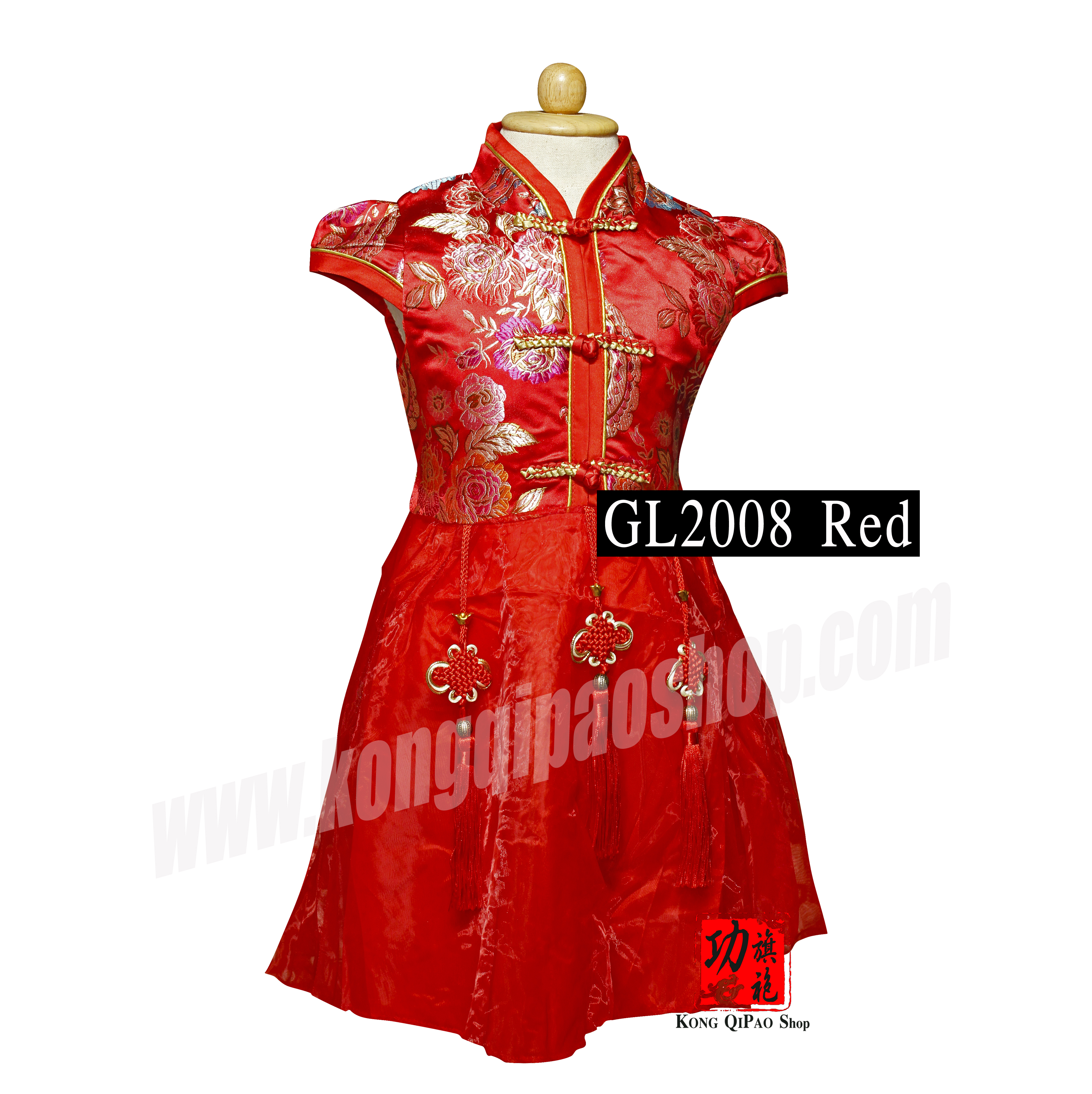 GL2008 ชุดจีนเด็กผู้หญิง กระโปรงฟู ลายโบตั๋น