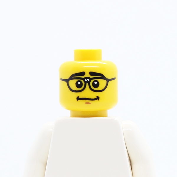 CS07 Male Thick Black Eyebrows, Repaired Glasses, Nervous Smile Pattern