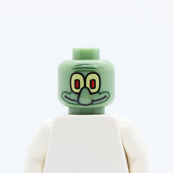 Alien with Large Nose and Yellow Eye / White Eye Pattern (Squidward) - Blocked Open Stud