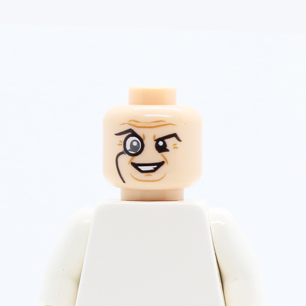 Glasses with Monocle, Raised Right Eyebrow, Wrinkles, Smile Pattern (Penguin) - Hollow Stud