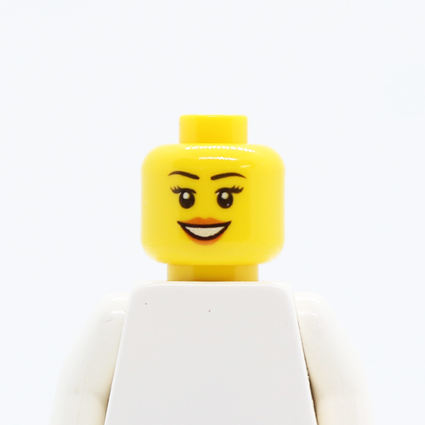 Female Black Eyebrows, Peach Lips Open Smile Pattern