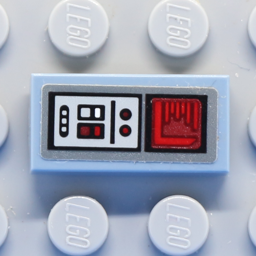 Tile 1 x 2 with Groove with SW Control Panel, Red Graph Screen and Buttons Pattern (Sticker) - Set 75154