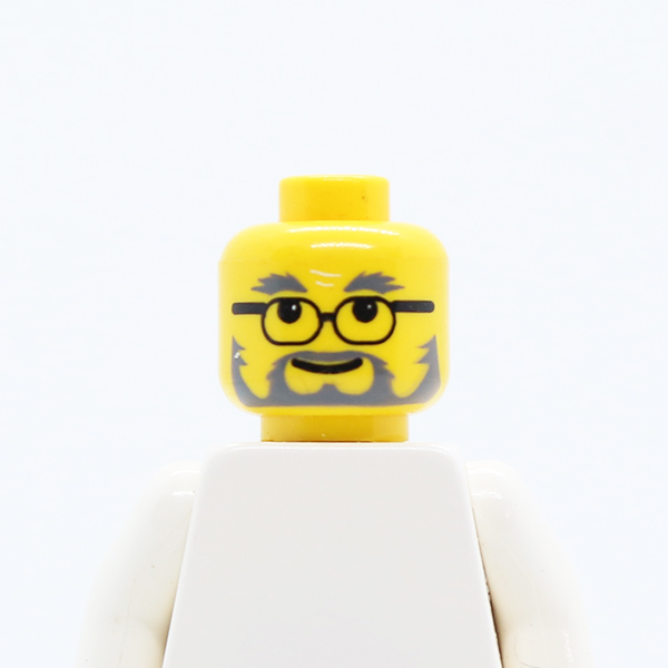 Glasses with Gray Eyebrows, Beard and Moustache Pattern - Blocked Open Stud