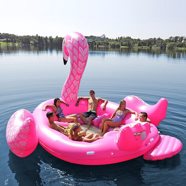 แพยางฟลามิงโก้ ขนาดใหญ่ นั่งได้ 6-8 คน Inflatable Giant Flamingo Pool Float for 6-8 persons
