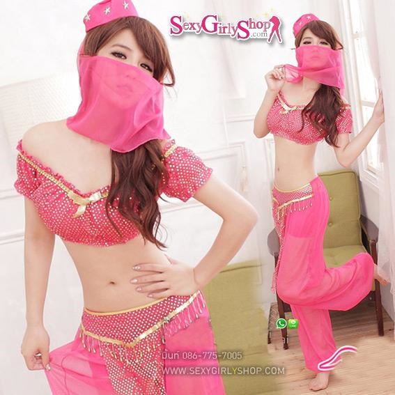 ชุดคอสเพลย์ ชุดแฟนซี อาหรับราตรี Cosplay - ชุดจินนี่ ชุดอาหรับ ชุดเปอร์เซีย สีชมพูสดใส