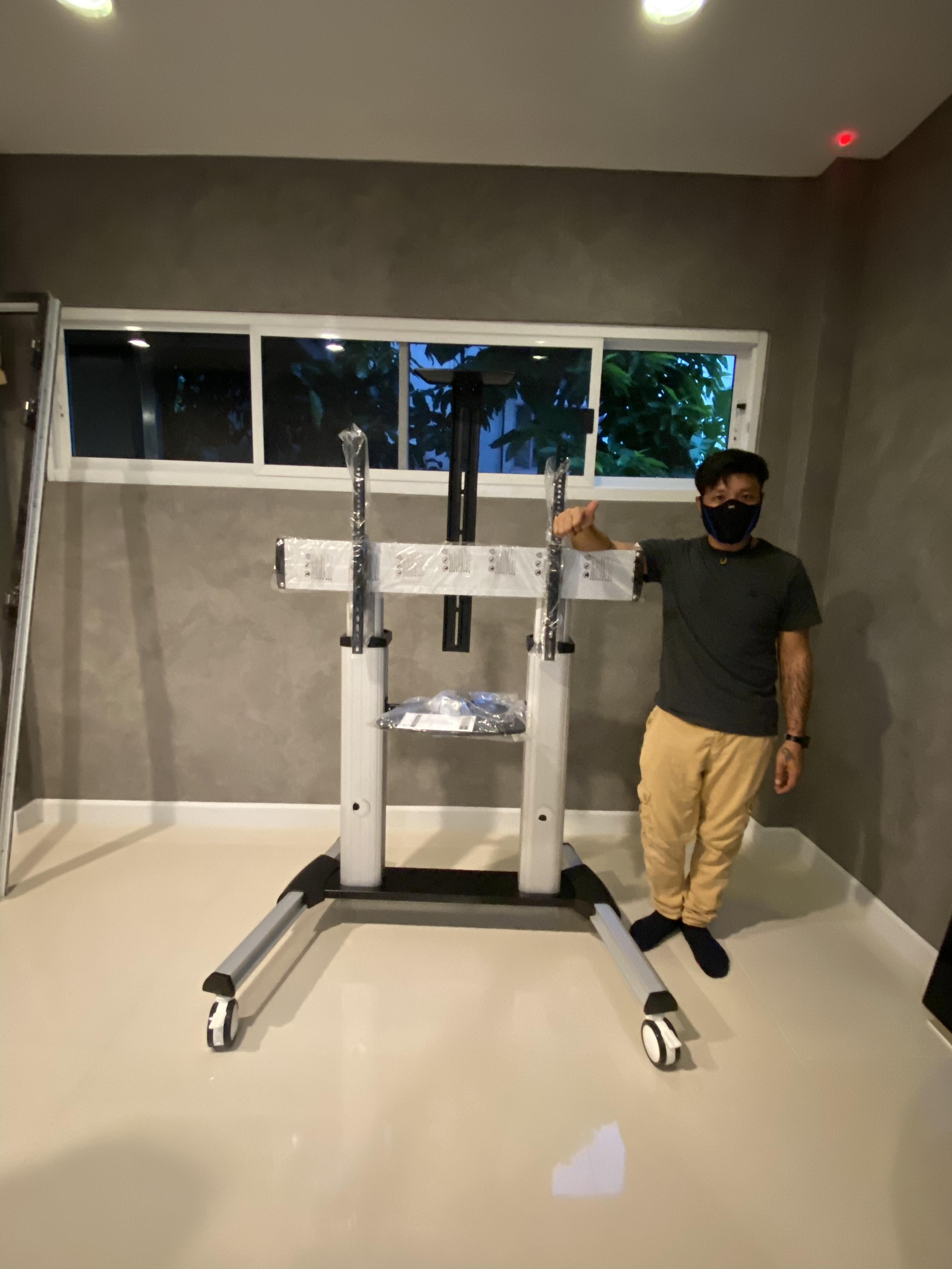 JMTVSTAND MT-F8200 ขาตั้งพื้นทีวีมีล้อเลื่อน(TV Stand) วัสดุ Aluminium อลูมิเนียม แบบล้อเลื่อนปรับสูง/ต่ำได้ 55"-98" นิ้ว{รับประกันสินค้า 3 ปี}0964746498