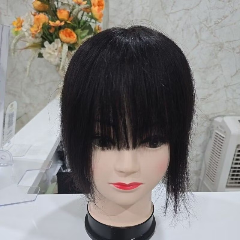 แผ่นปิดผมบาง ปิดผมหงอก ผมแท้100% มีหน้าม้า ย้อมสีได้