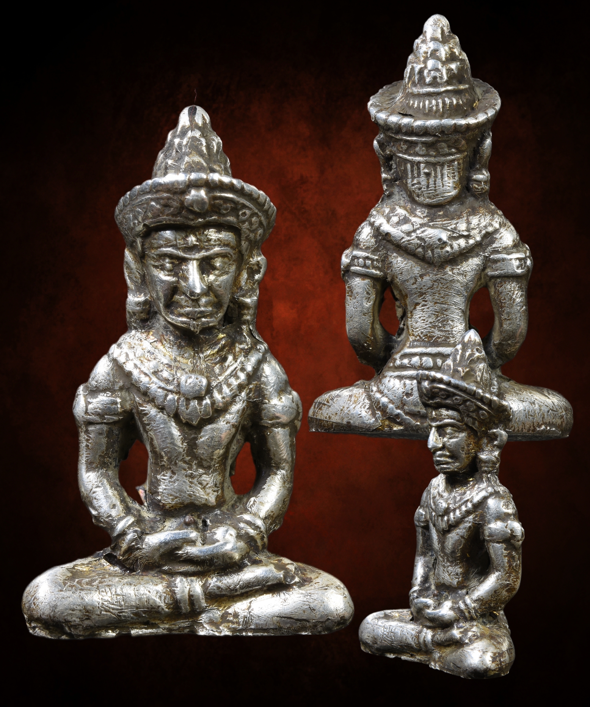 พระร่วงนั่งหมาวกขีโบ เนื้อว่าน บุเงิน