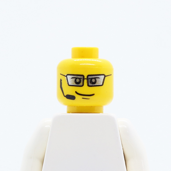 Dual Sided Silver Glasses, Headset, Smile / Scared Pattern - Blocked Open Stud