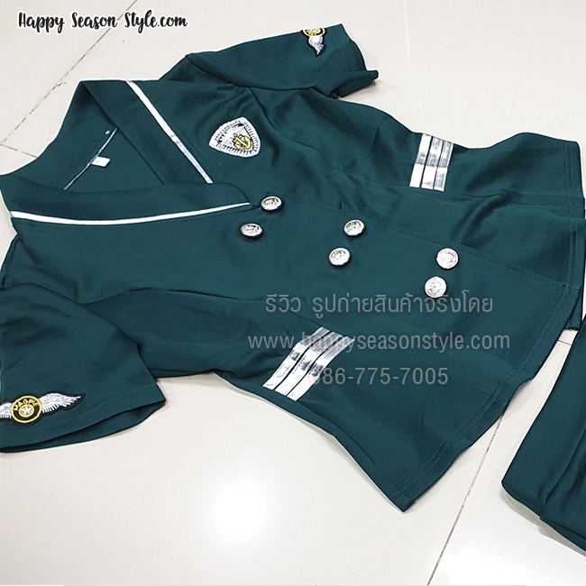 ชุดพนักงาน ชุดยูนิฟอร์ม ชุดแอร์ พนักงานต้อนรับ พีอาร์ สีเขียว