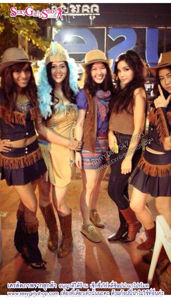 ชุดคาวบอย คาวเกิร์ล cowboy cowgirl ยีนส์ ระบายพู่สีน้ำตาล พร้อมหมวก