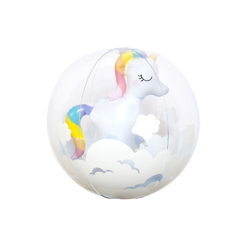 ลูกบอลชายหาด ยูนิคอร์น 3 มิติ Inflatable 3D Beach ball with unicorn inside
