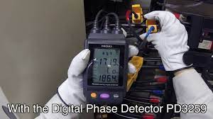 HIOKI PD3259-50 เครื่องตรวจวัดลำดับเฟสแบบไม่สัมผัส แสดงข้อมูลตัวเลข 4 บรรทัด
