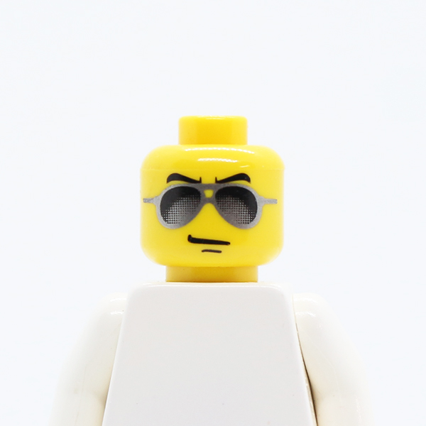 CS02 Glasses with Black and Silver Sunglasses, Chin Dimple Pattern - Blocked Open Stud