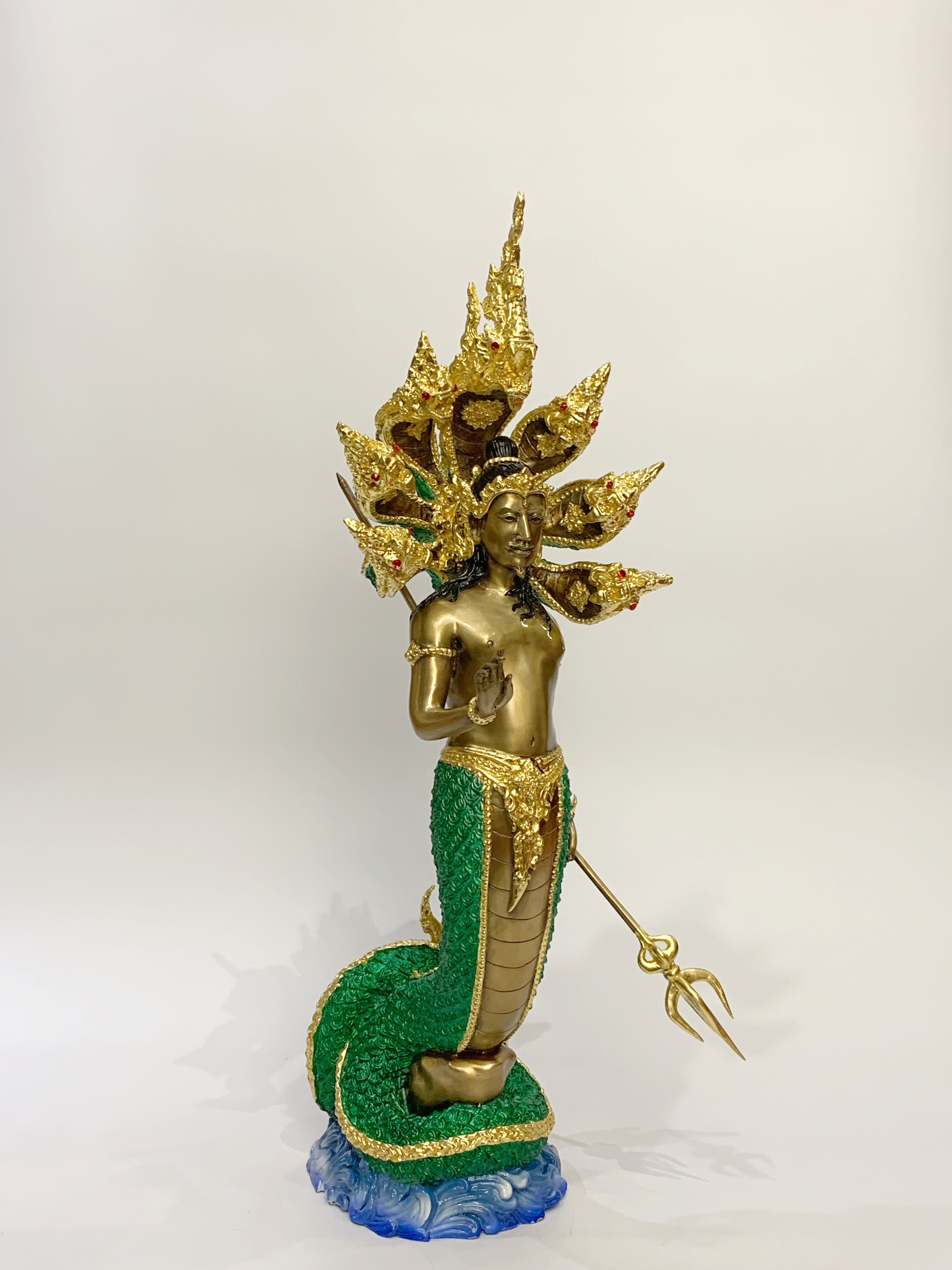 ปู่นาคราช ทรงตรีศูล หน้าตัก 9 นิ้ว (ปรก 7 เศียร)