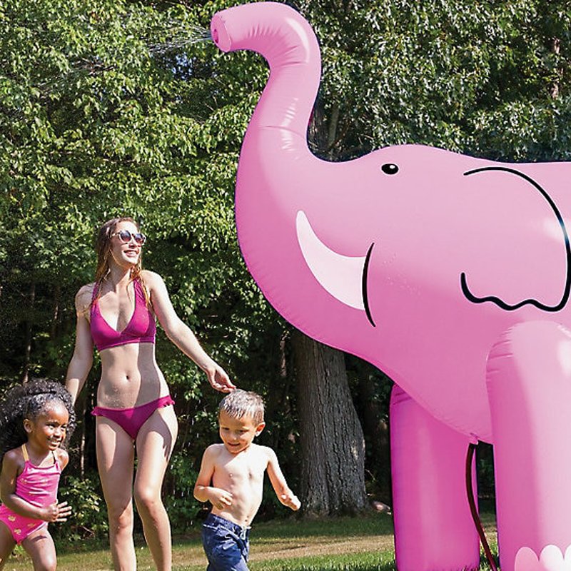 ห่วงยางช้าง ชมพู สามารถพ่นน้ำได้ Inflatable water spray elephant pink color