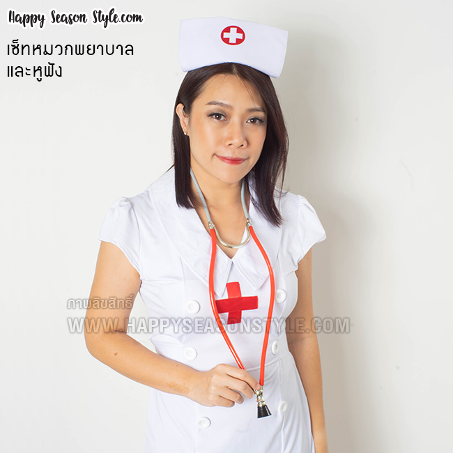 อุปกรณ์แฟนซี - หมวกพยาบาล พร้อมหูฟังหมอ