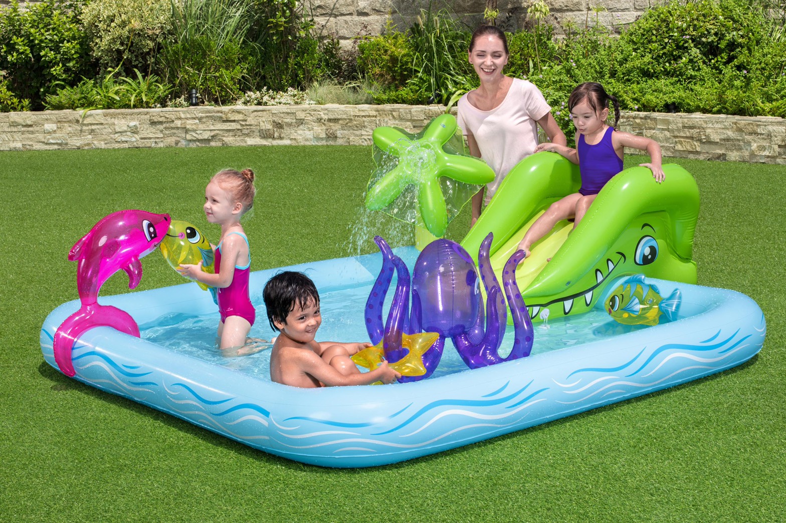 Bestway ชุดสระน้ำเด็ก โลกใต้ทะเล พร้อมสไลเดอร์ Inflatable Bestway Sea World Baby Pool Set with Slide