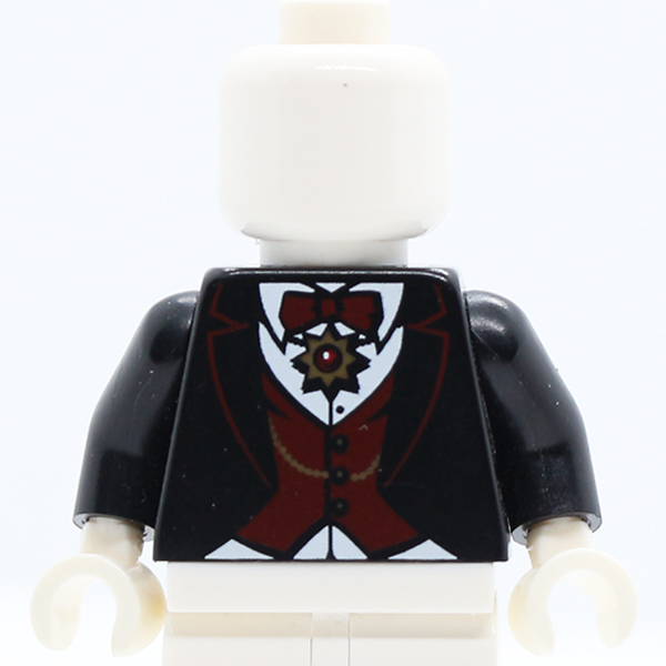 CS02 Suit with Dark Red Vest and Bow Tie, Gold Chain and Medallion Pattern (Vampire)