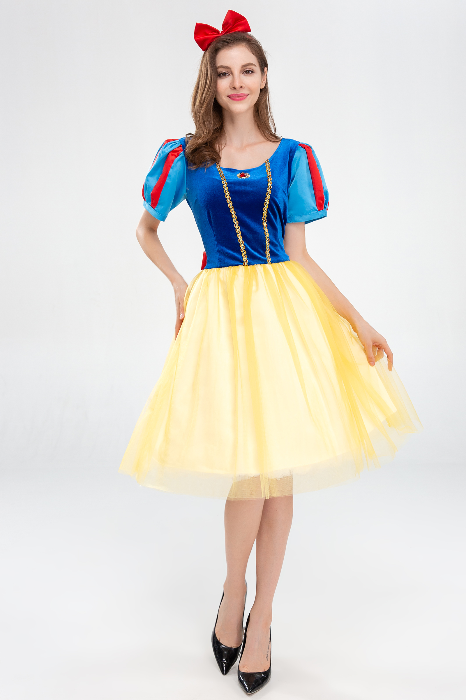 ชุดเจ้าหญิงสโนว์ไวท์ สโนว์ไวท์ แบบสั้นกระโปรงสองชั้น 🏍️💨 ส่งไวจากไทย