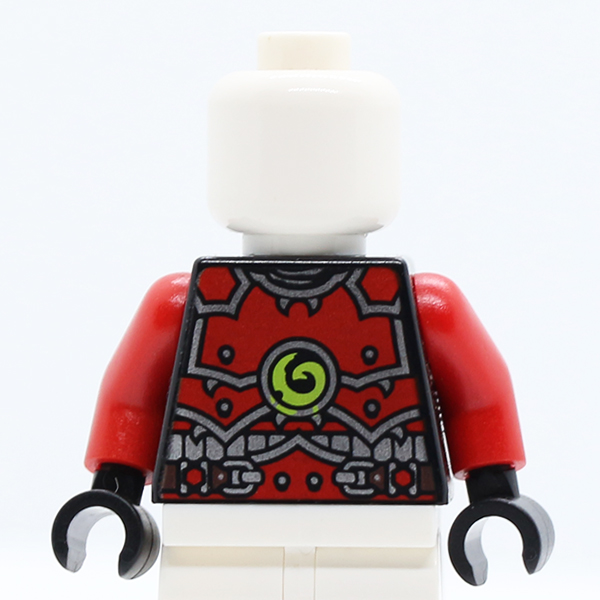 NJO Ninjago Red Armor and Silver Belt with Lime Swirl Medallion Pattern / Red Arms / Black Hands