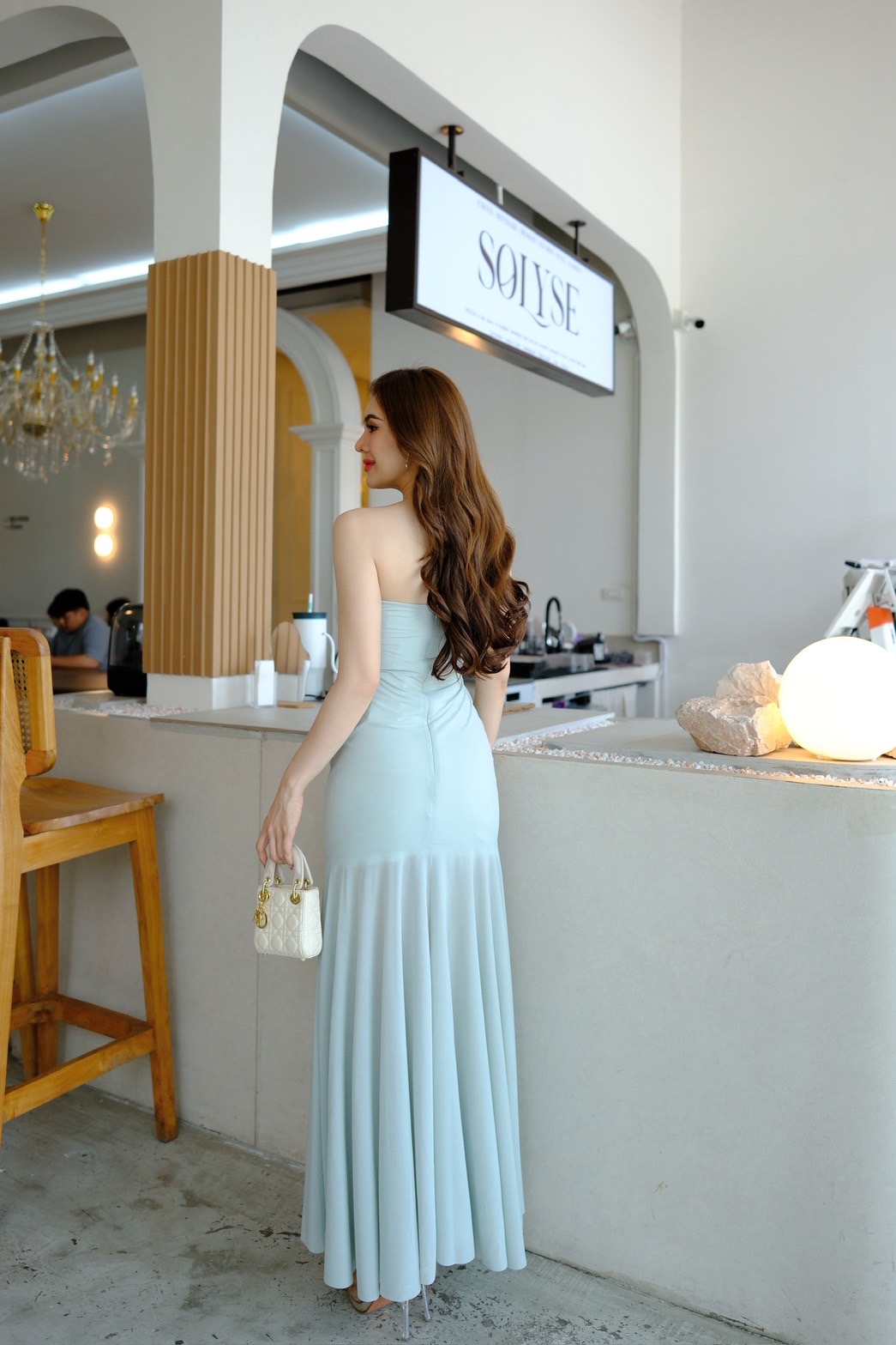#5109 Missy Dress เดรสยาวเกาะอกสองเลเยอร์ งานสวยมากกก เนื้อผ้าคือ100/10 ด้านในเป็นผ้านิ่ม thtiiya