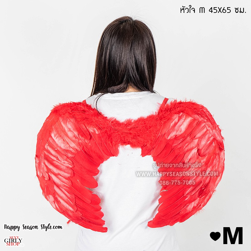ปีกนางฟ้า ปีกขนนก ปีกแฟนซี ทรงหัวใจ ไซส์ S M L XL สีขาว, ชมพู, แดง🏍️💨 ส่งไวจากกทม.