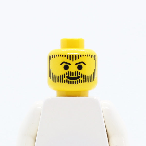Beard with Beard, Hair, and Sideburns in Vertical Line Pattern - Blocked Open Stud