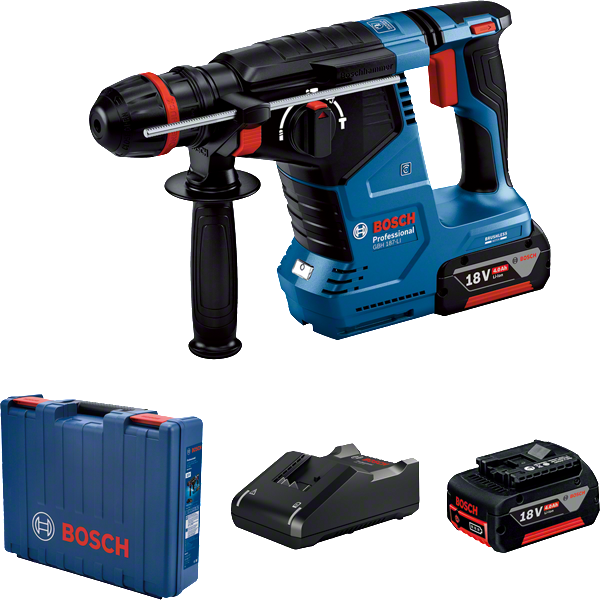 Bosch รุ่น GBH 187-LI สว่านโรตารี่ไร้สายระบบ SDS plus พร้อมแบตเตอรี่ขนาด 5.0 Ah 2 ก้อน และแท่นชาร์จ