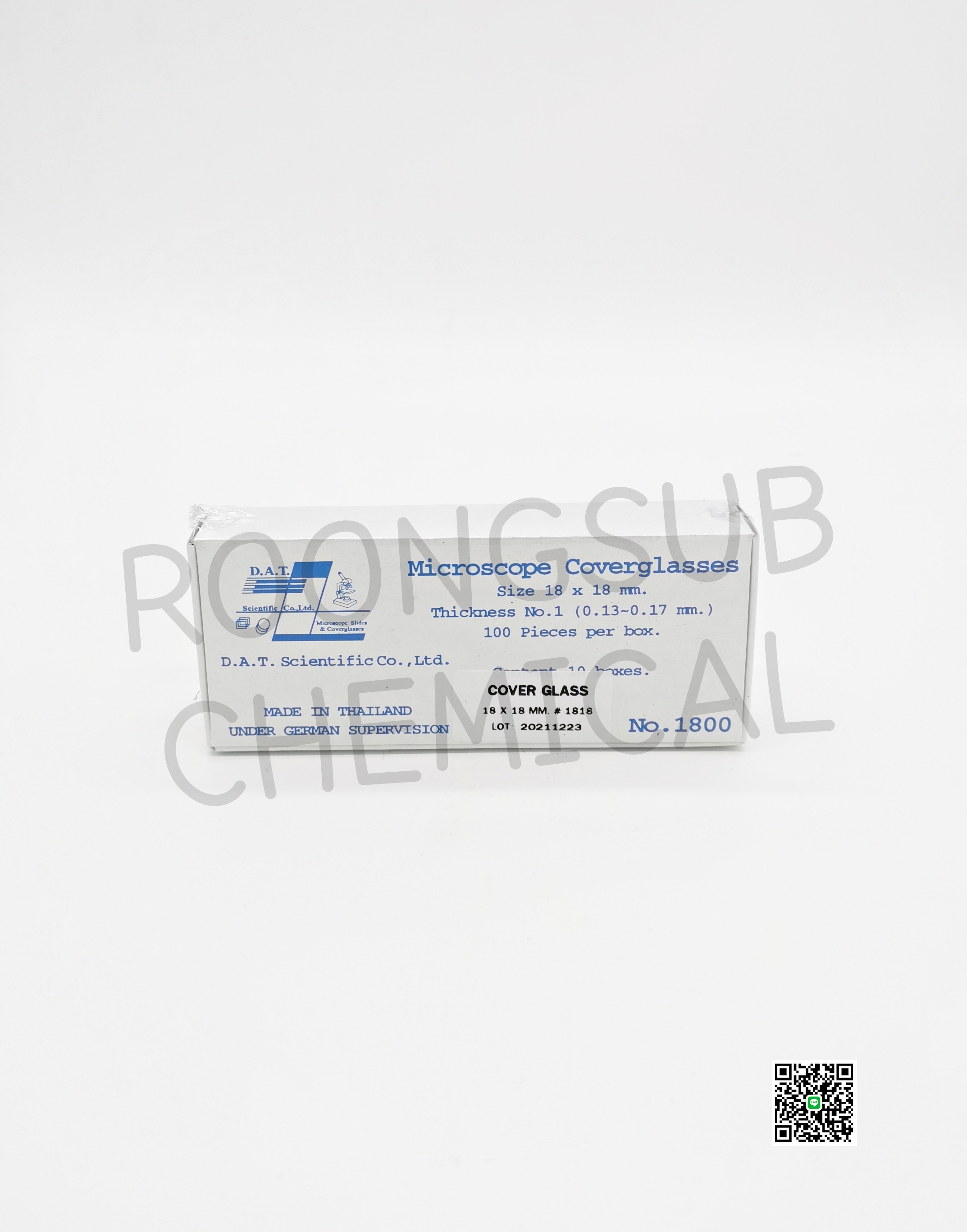 COVER GLASS MICROSCOPE 18*18MM. DAT