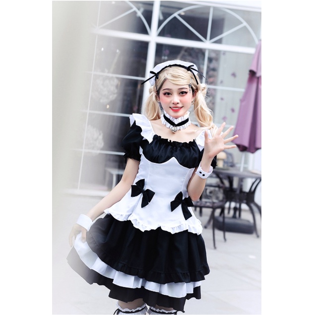 ชุดเมด maid คอสเพลย์ อนิเมะ รุ่นเอวคอด🏍️💨 ส่งไวจาก กทม.