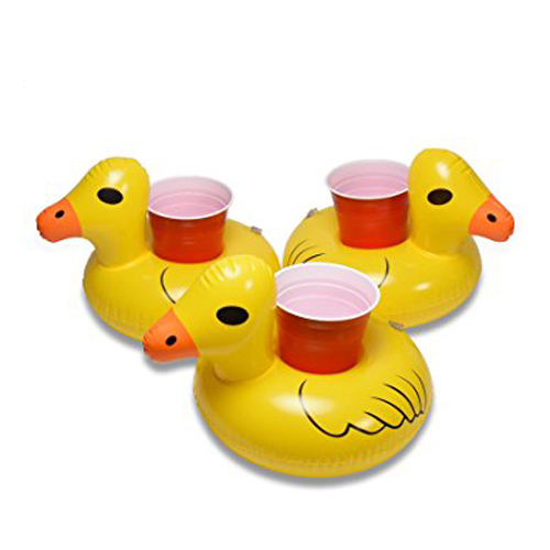 ที่วางแก้วเป่าลม เป็ดเหลือง Inflatable Yellow Duck Cup Holder