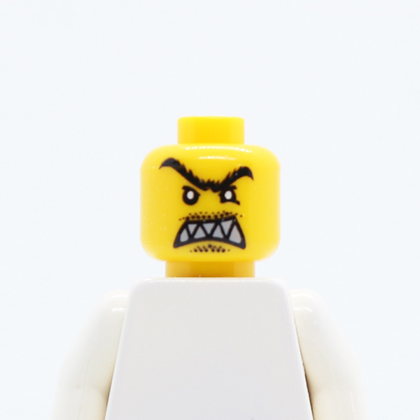 Male Angry Black Unibrow, Moustache, Pointed Teeth Pattern - Blocked Open Stud