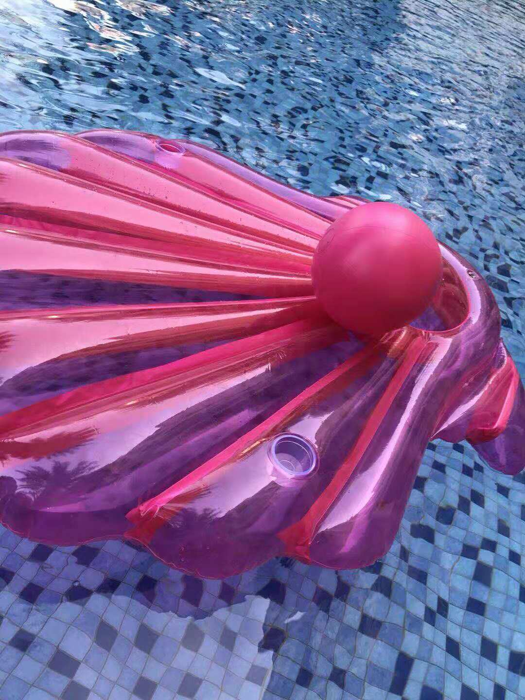แพยางหอยมุกชมพู พร้อมบอลไข่มุก Inflatable Pink Seashell Pool Float