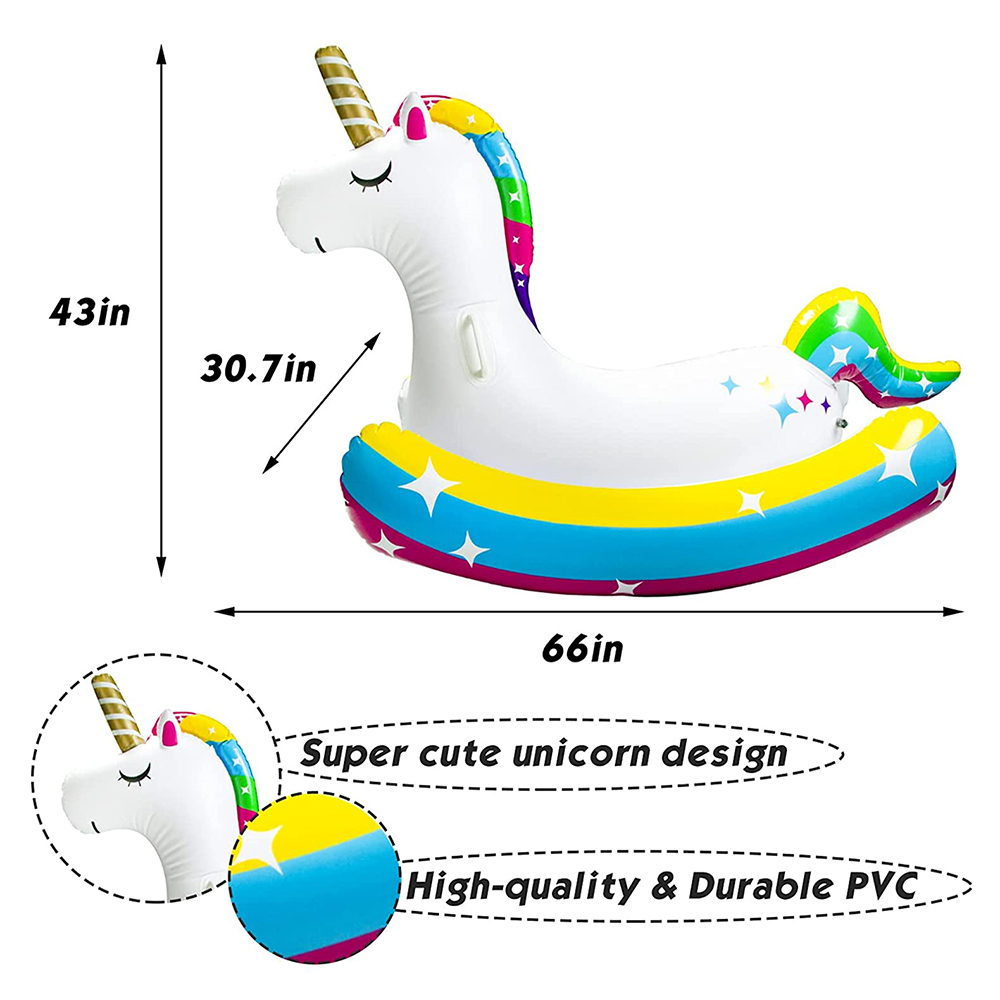 แพเป่าลมรูปยูนิคอร์นสำหรับเด็ก พร้อมสปริงเกอร์พ่นน้ำได้ Inflatable Unicorn Pool Float for Kids with Sprinklers